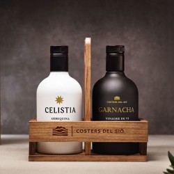 Conjunt d’Oli d’Oliva Verge Extra i Vinagre de Vi amb Suport de Fusta