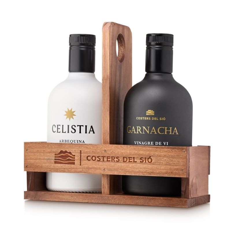 Olive Oil & Wine Vinegar Set with Wooden Stand