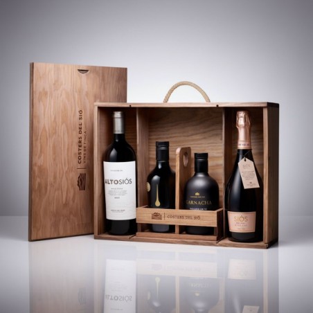 Lote de Vinos para Regalar 2 Botellas, Aceite Oliva y Vinagre de vino| Costers del Sió